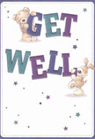 Radiant with playful optimism, this get well card captures the community warmth so cherished in Shacklewell. Two adorable companions-a sweet, wide-eyed teddy bear and a merry, floppy-eared puppy-take center stage, each holding and balancing the lively, oversized letters that spell out 'Get Well' in bold hues of indigo and teal. The background is a soft, creamy white, creating a gentle contrast that brings the colourful typography to life, much like a vibrant bouquet brightening a window near Butterfield Green. Scattered stars in deep blues and purples twinkle across the card, their whimsical presence echoing the hope and kindness often exchanged in doorsteps along Goulton Road. The illustrated fur of each animal looks irresistibly soft, their comforting embrace almost palpable-just as a hand-tied bouquet carries a message of heartfelt care to someone recovering in the area. With its blend of innocence, tactile artistry, and cheerful hues, the card becomes more than a simple gesture; it's a visual expression of compassion and encouragement, thoughtfully crafted to uplift spirits and deliver a little Shacklewell sunshine on a difficult day.
